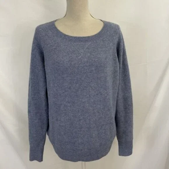 J. Crew Waffle Crewneck Sweater Large Supersoft Yarn Alpaca AU299 Oversized - Picture 2 of 7